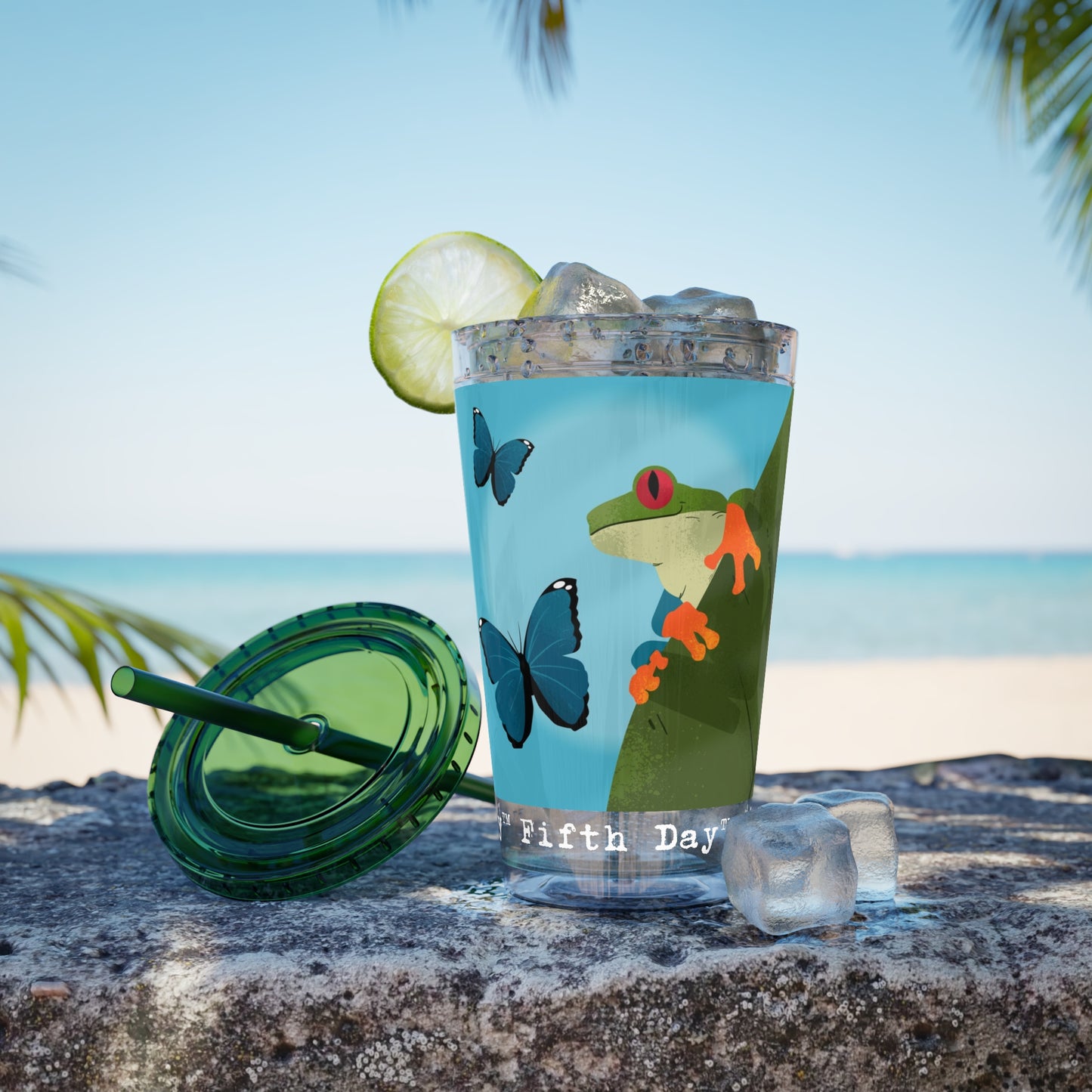 Fifth Day™ 16oz Sunsplash Tumbler with Straw - Fantastic Frogs