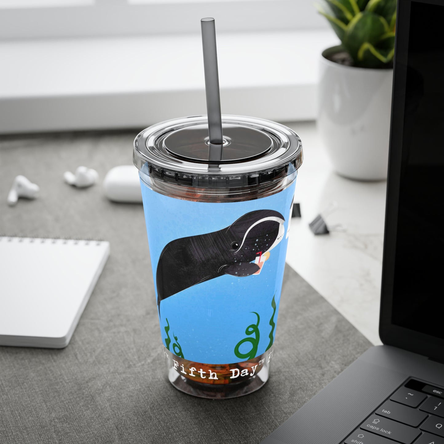 Fifth Day™ 16oz Sunsplash Tumbler with Straw - Whimsical Whales