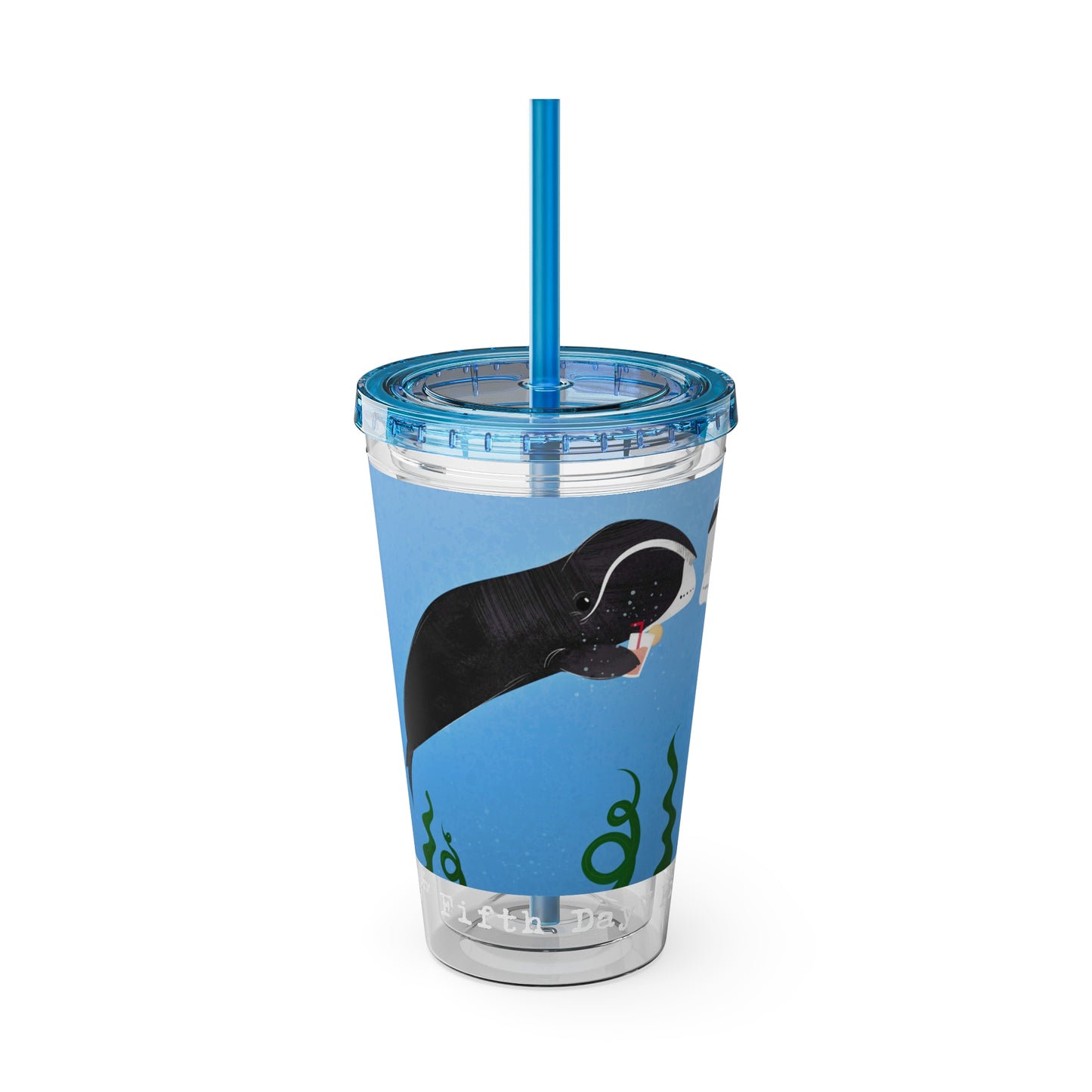 Fifth Day™ 16oz Sunsplash Tumbler with Straw - Whimsical Whales