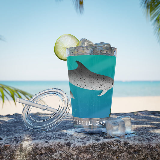 Fifth Day™ 16oz Sunsplash Tumbler with Straw - Delightful Dolphins