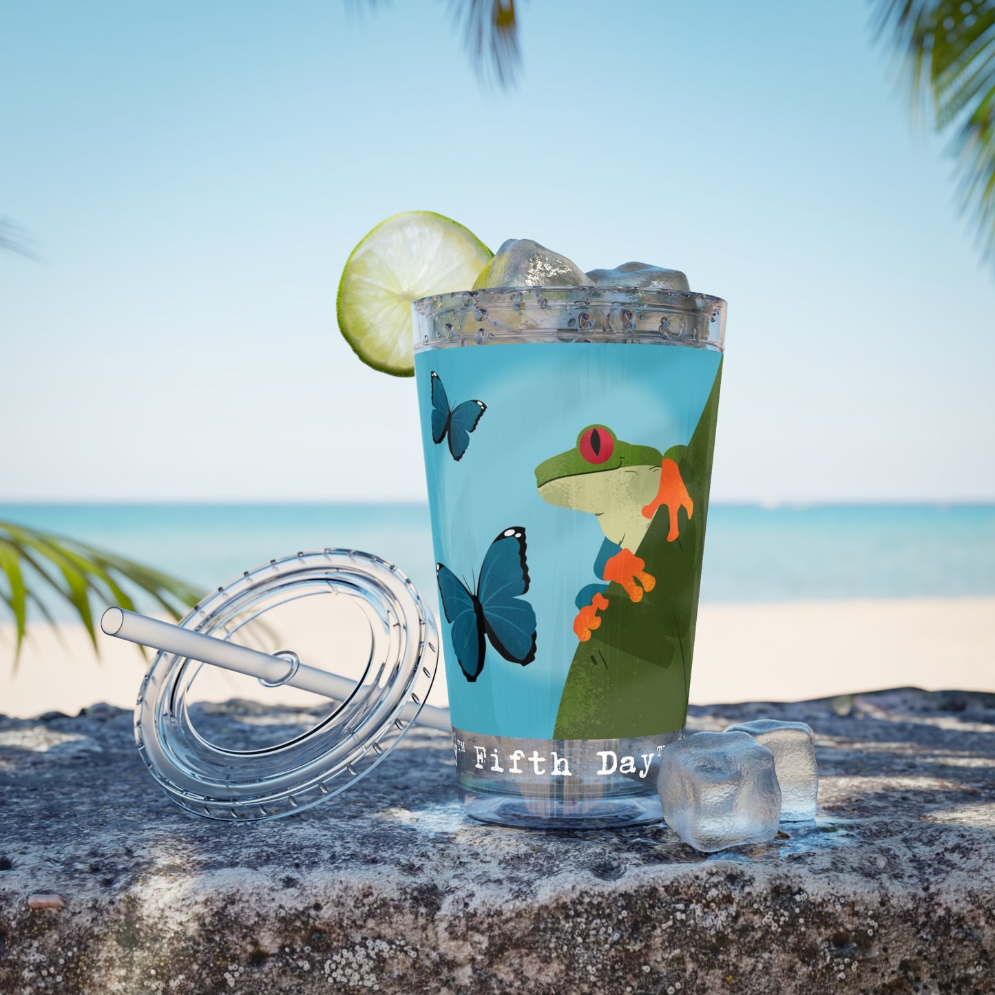 Fifth Day™ 16oz Sunsplash Tumbler with Straw - Fantastic Frogs