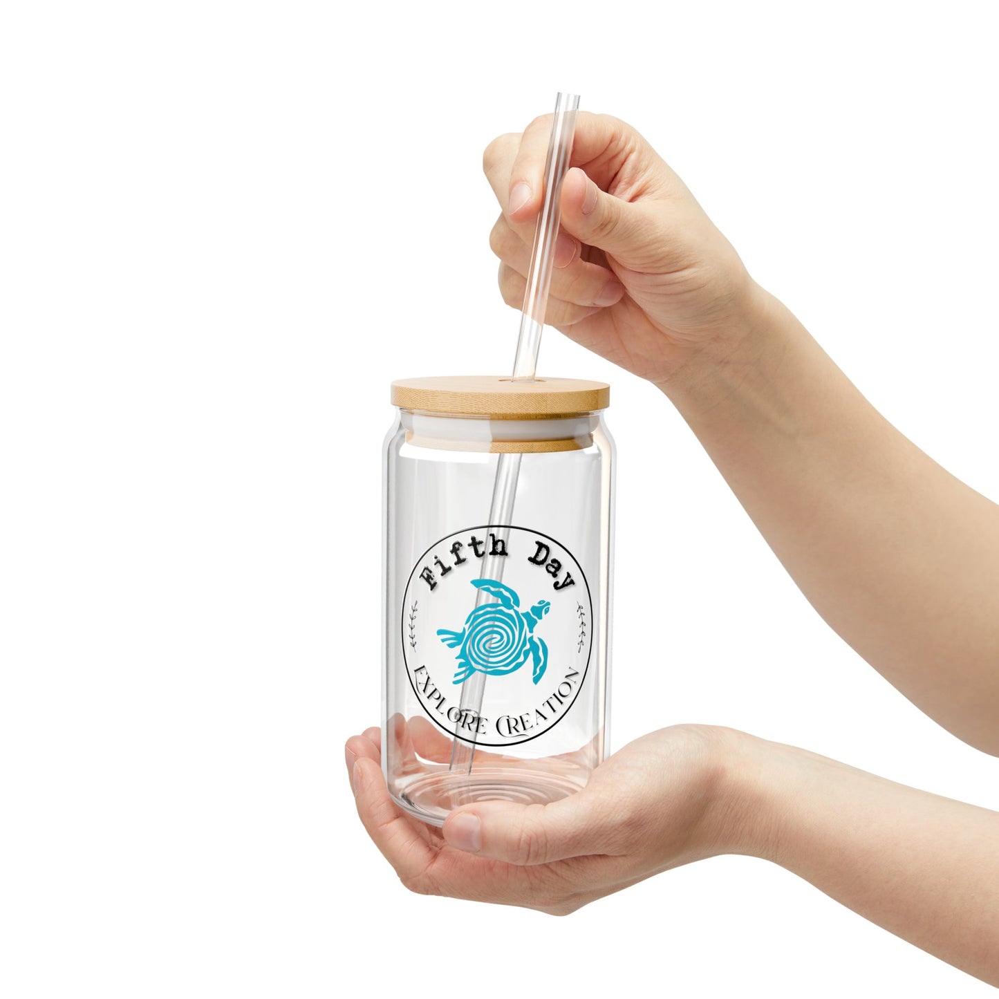 Fifth Day™ Eco-Friendly 16oz Glass with Bamboo Lid