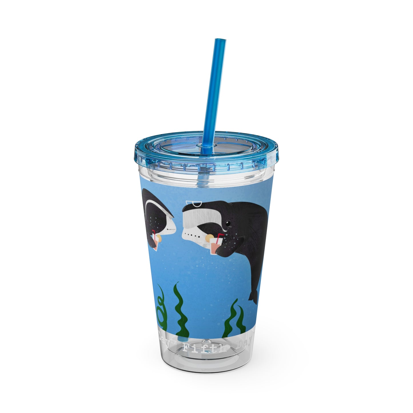 Fifth Day™ 16oz Sunsplash Tumbler with Straw - Whimsical Whales