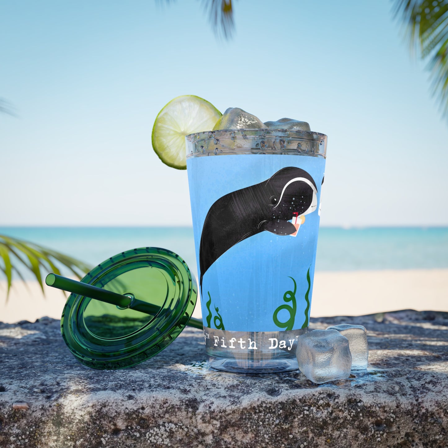 Fifth Day™ 16oz Sunsplash Tumbler with Straw - Whimsical Whales