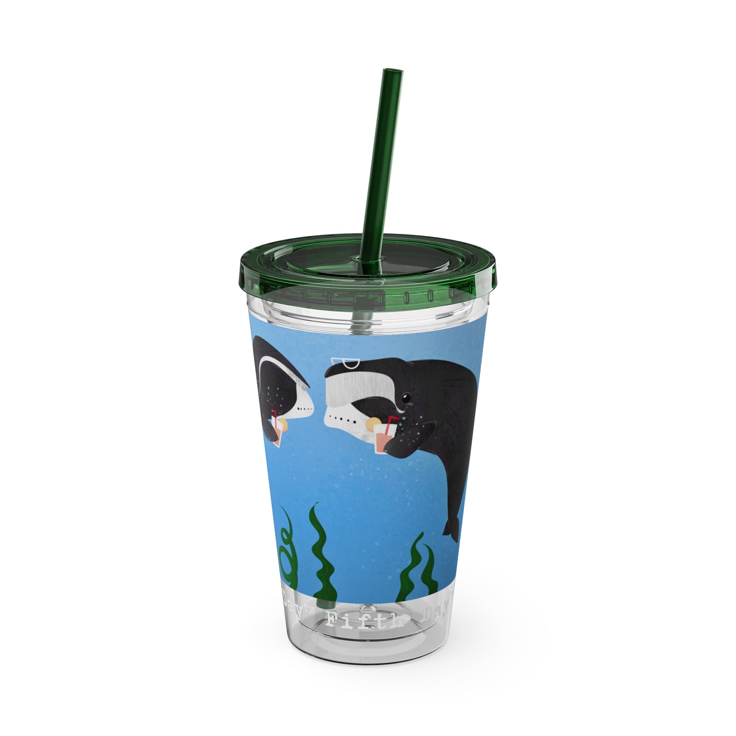 Fifth Day™ 16oz Sunsplash Tumbler with Straw - Whimsical Whales