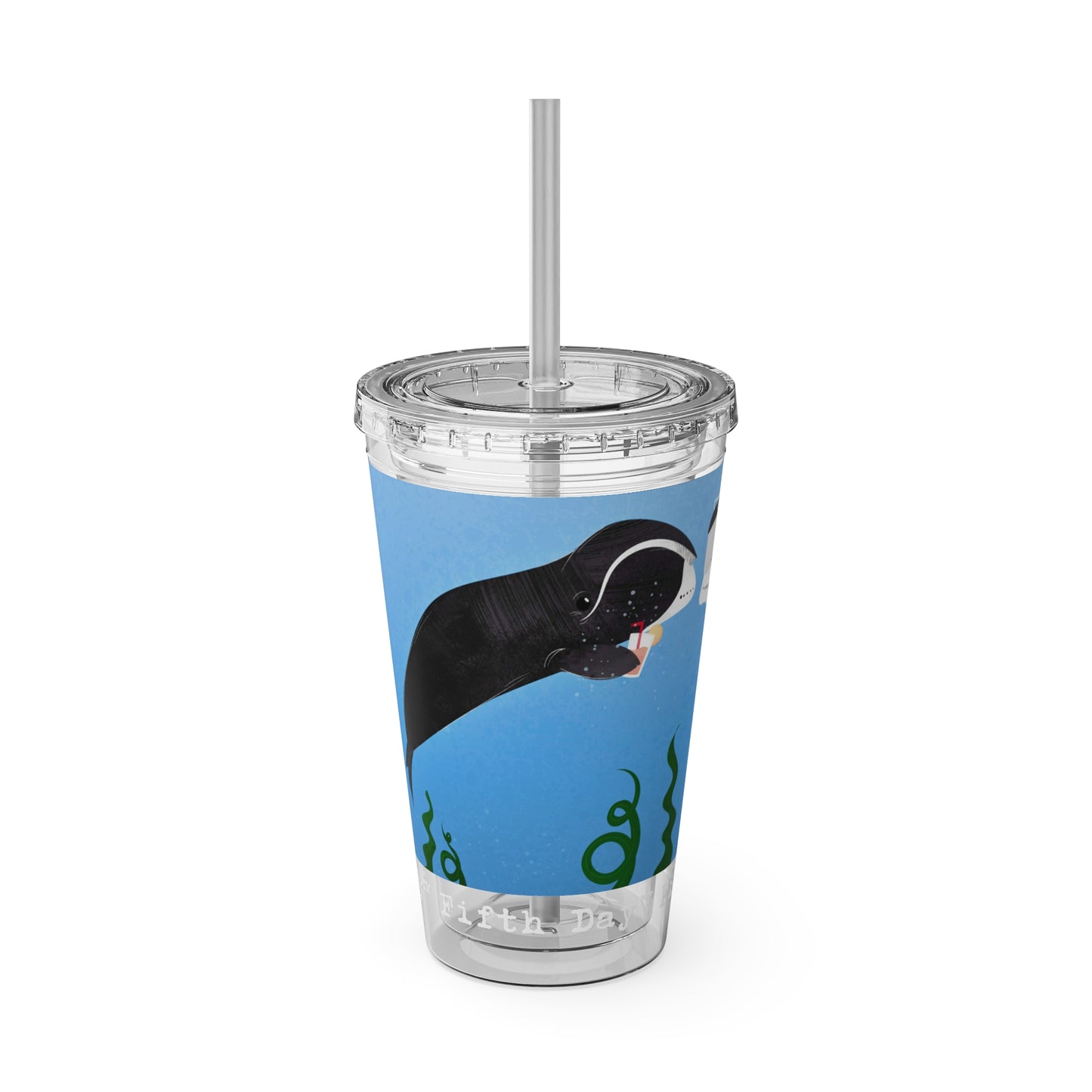 Fifth Day™ 16oz Sunsplash Tumbler with Straw - Whimsical Whales