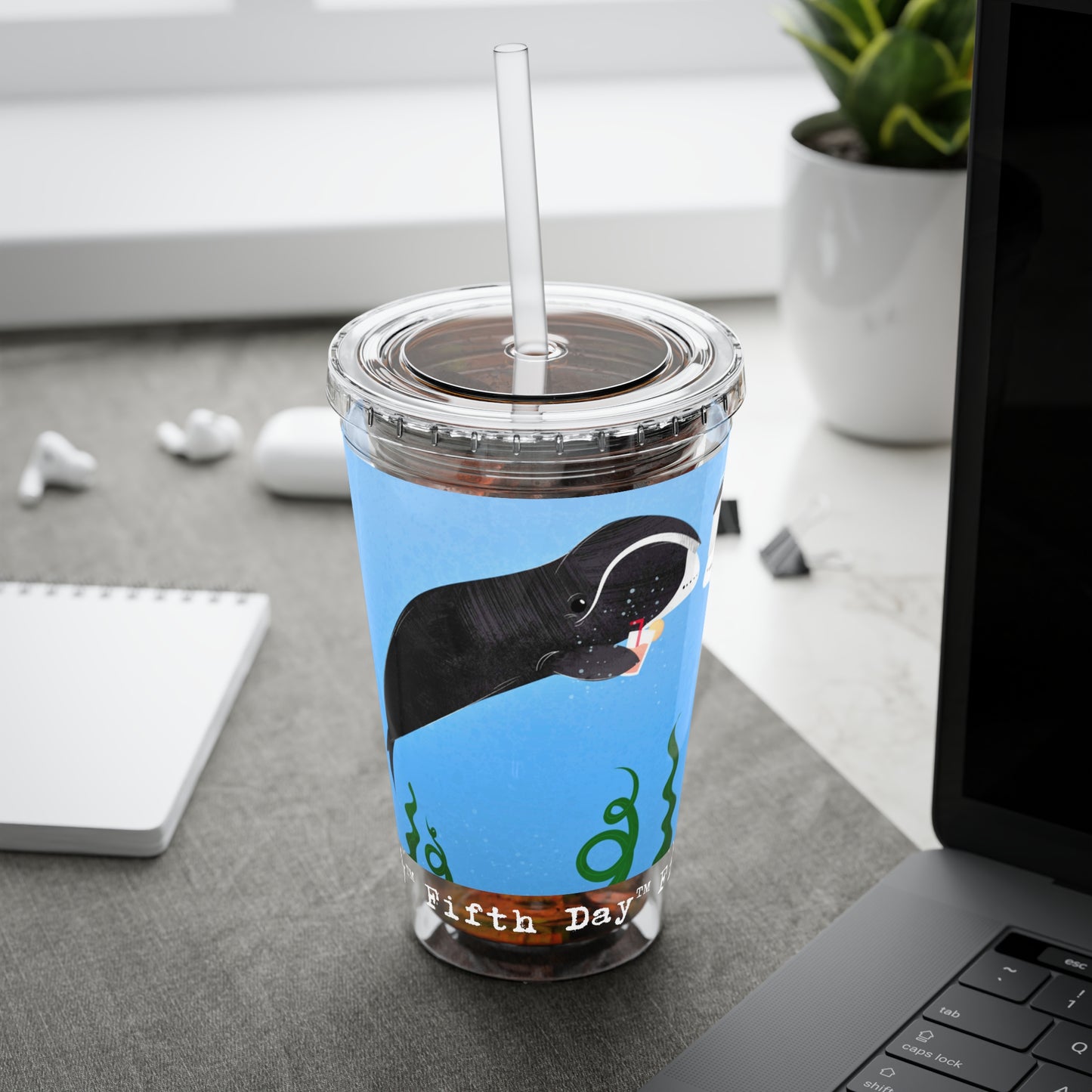 Fifth Day™ 16oz Sunsplash Tumbler with Straw - Whimsical Whales