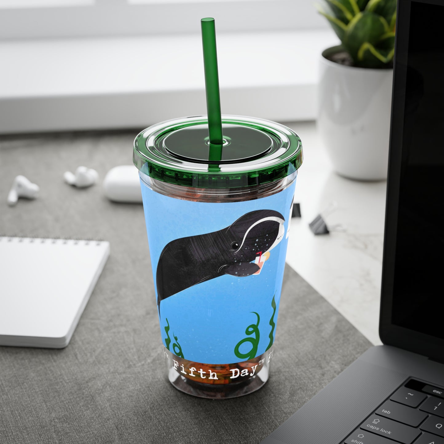 Fifth Day™ 16oz Sunsplash Tumbler with Straw - Whimsical Whales