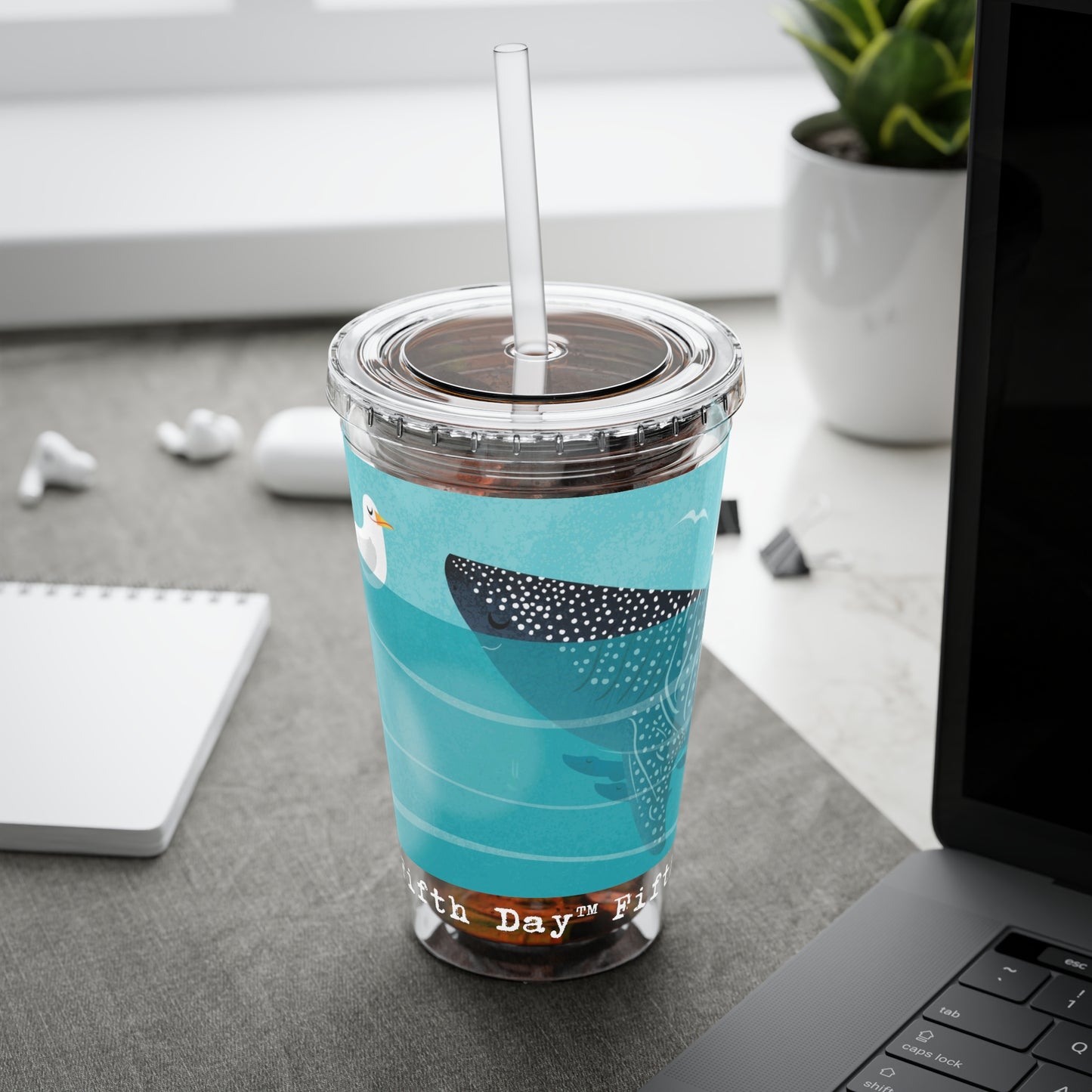 Fifth Day™ 16oz Sunsplash Tumbler with Straw - Snappy Sharks