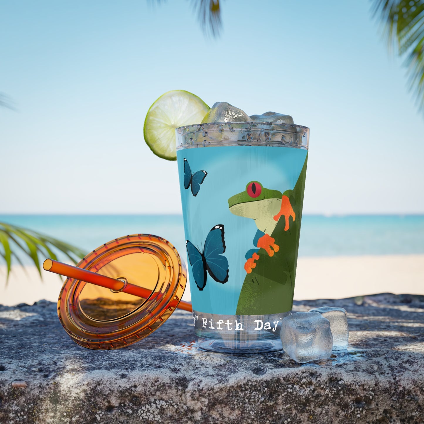 Fifth Day™ 16oz Sunsplash Tumbler with Straw - Fantastic Frogs