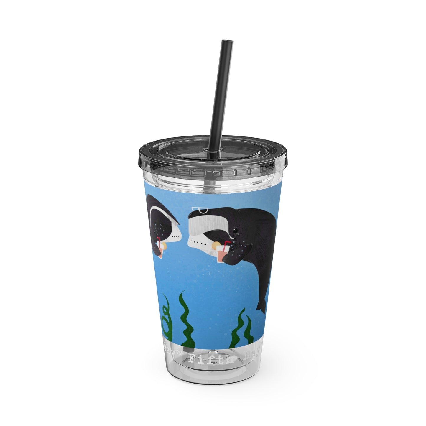 Fifth Day™ 16oz Sunsplash Tumbler with Straw - Whimsical Whales
