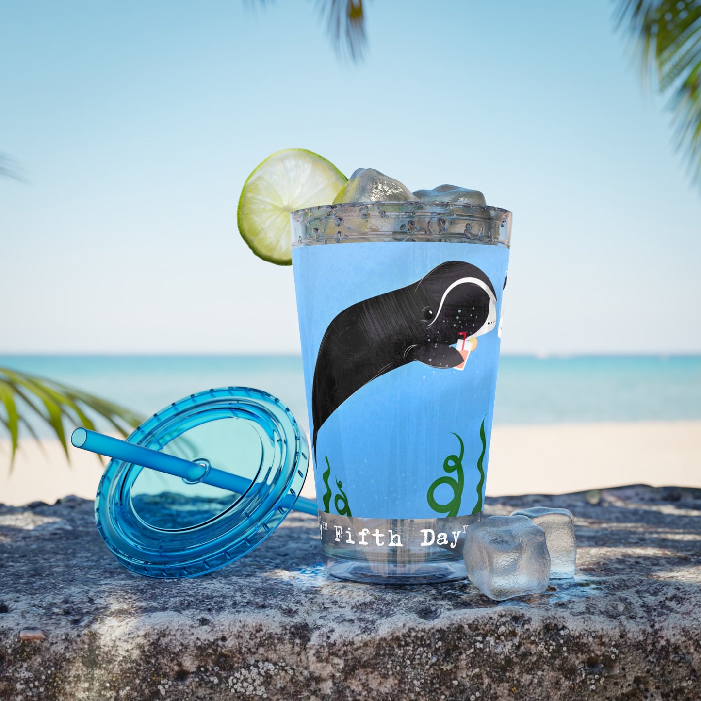 Fifth Day™ 16oz Sunsplash Tumbler with Straw - Whimsical Whales
