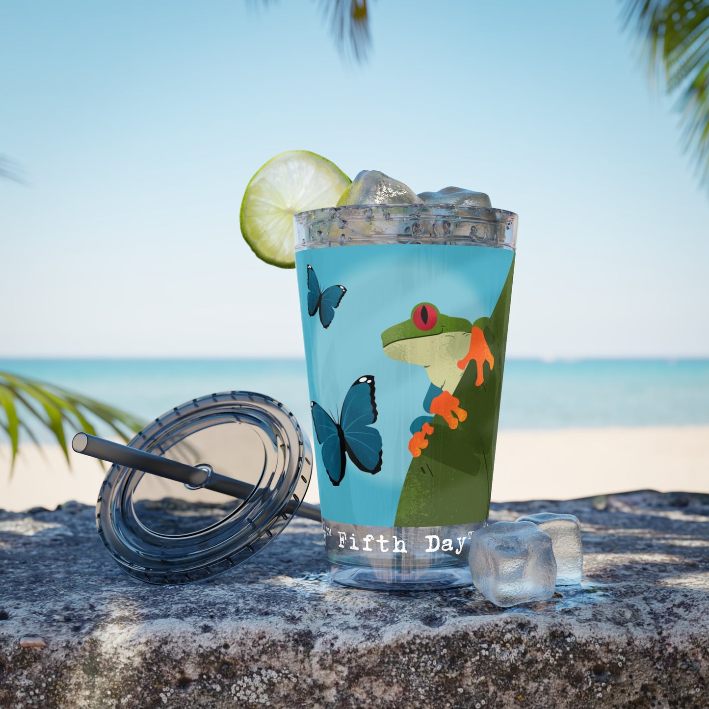 Fifth Day™ 16oz Sunsplash Tumbler with Straw - Fantastic Frogs
