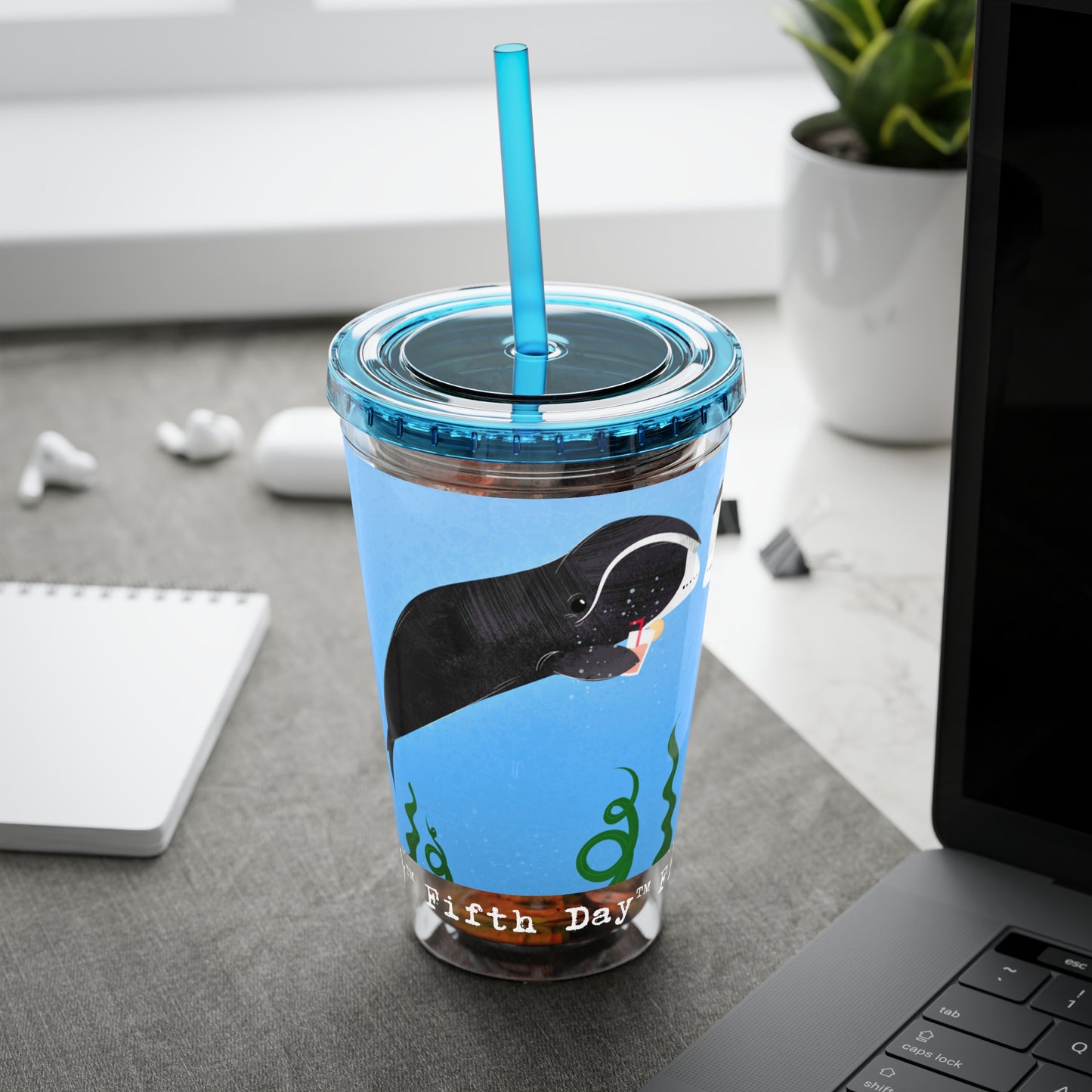 Fifth Day™ 16oz Sunsplash Tumbler with Straw - Whimsical Whales