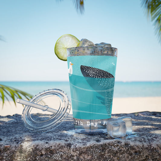 Fifth Day™ 16oz Sunsplash Tumbler with Straw - Snappy Sharks