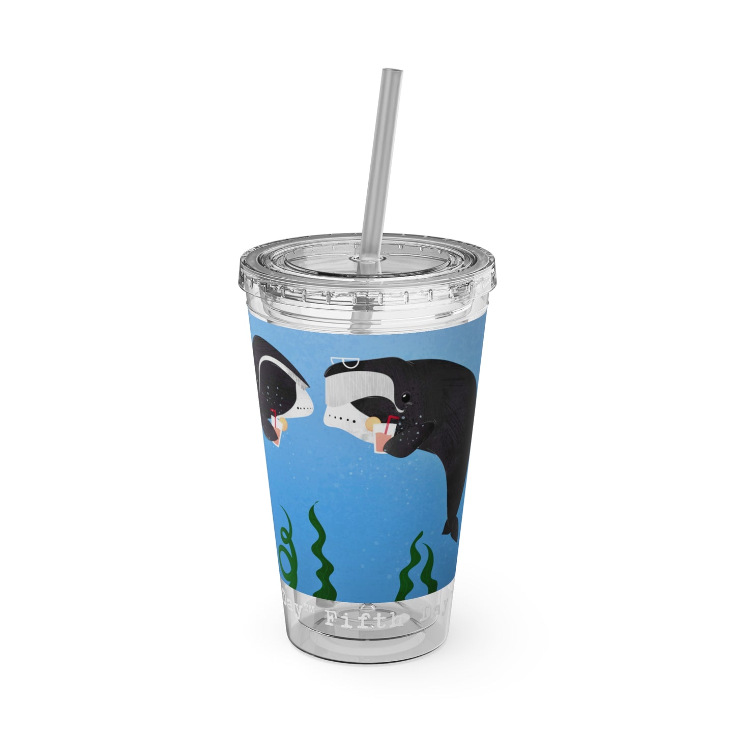 Fifth Day™ 16oz Sunsplash Tumbler with Straw - Whimsical Whales
