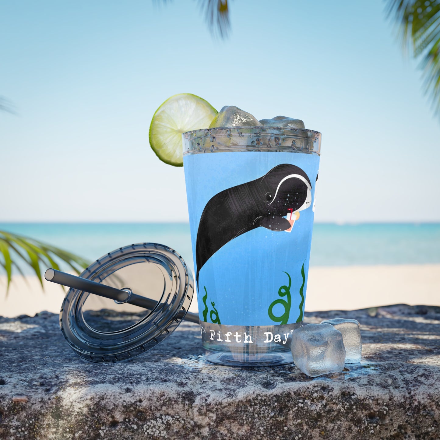 Fifth Day™ 16oz Sunsplash Tumbler with Straw - Whimsical Whales