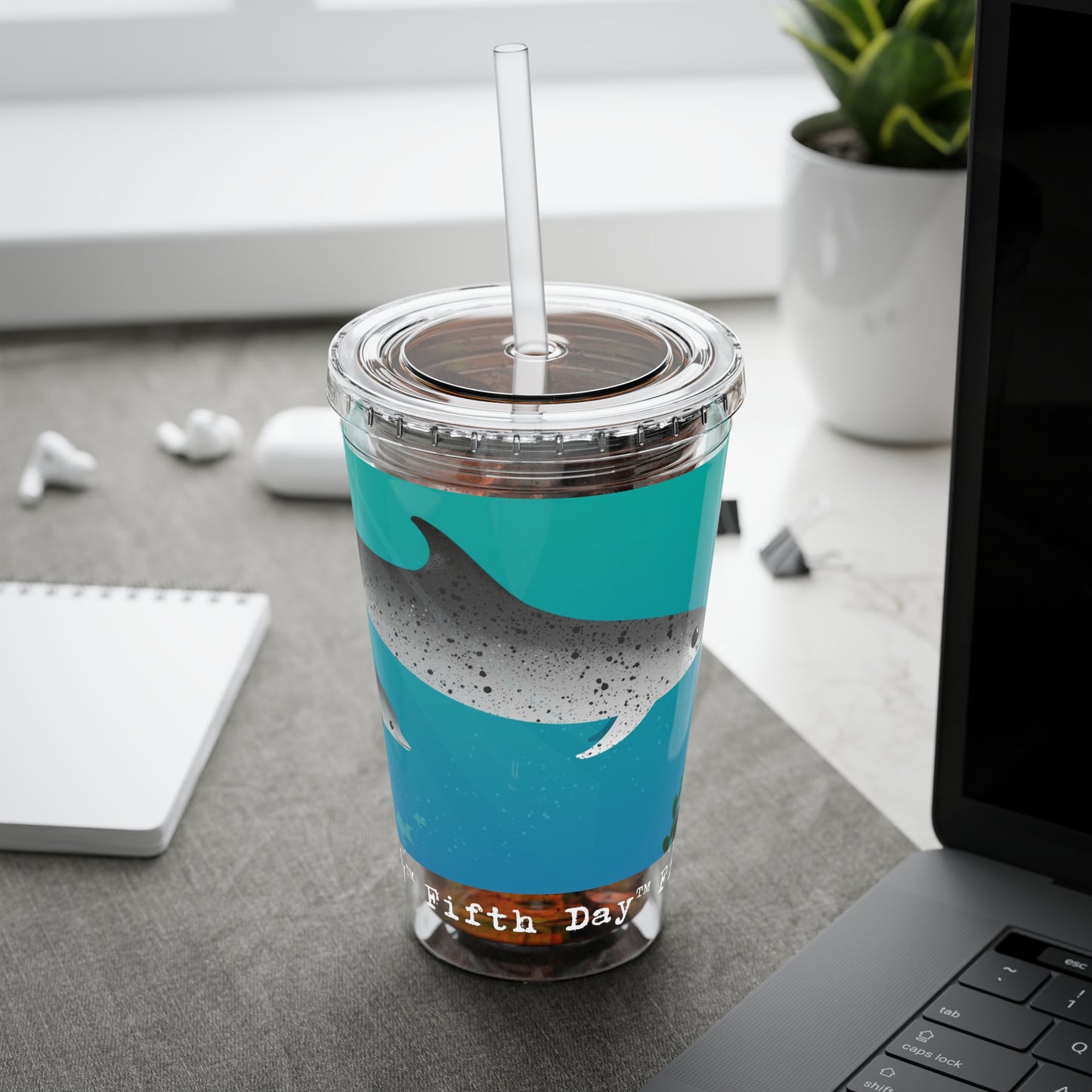 Fifth Day™ 16oz Sunsplash Tumbler with Straw - Delightful Dolphins